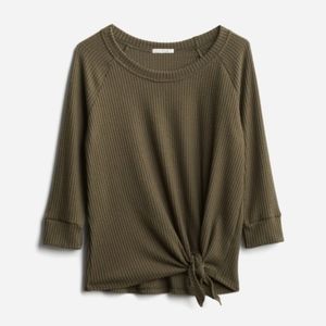 NWT Billie Tie Front 3Q Sleeve Brushed Knit Top (XL)